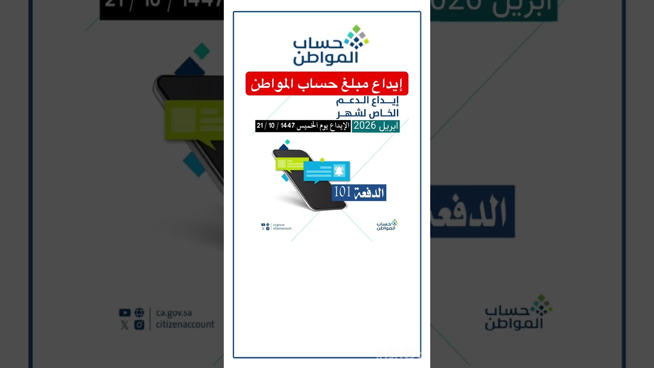 إيداع مبلغ دعم #حساب_المواطن في الحسابات البنكية للمستفيدين #الضمان_الاجتماعي_المطور