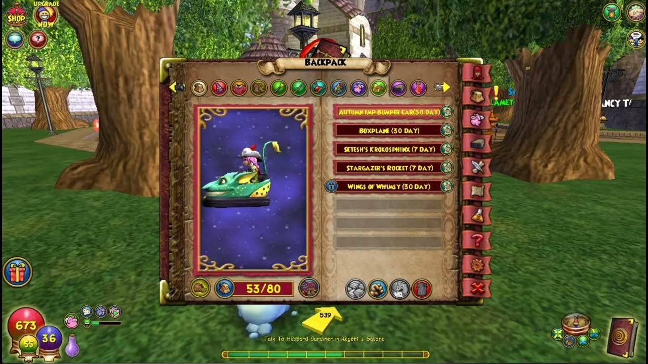 Wizard101 weird mount autumn Imp bumper car YouTube