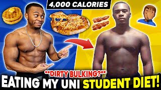 Full Day of Eating my 4,000 Calorie STUDENT BULKING DIET