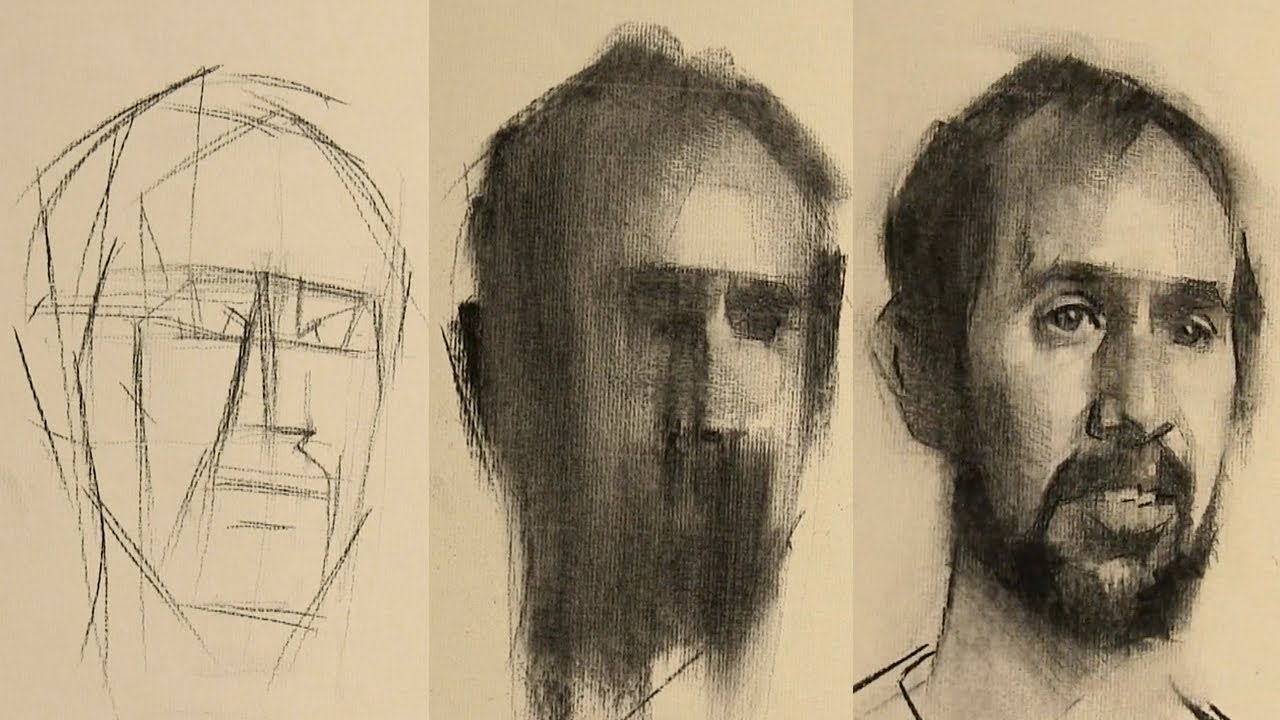 How To Draw A Charcoal Portrait From Life - YouTube