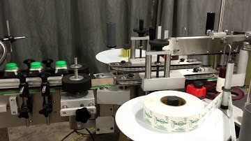 Front Back Labeler, Accumulating Rotary Table Model RA 3200, containers bottle 8oz