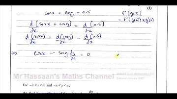 [P4] 6666/01, Edexcel, C4, (GCE), January 2007, Q5, Implicit Differentiation, Trig Equations