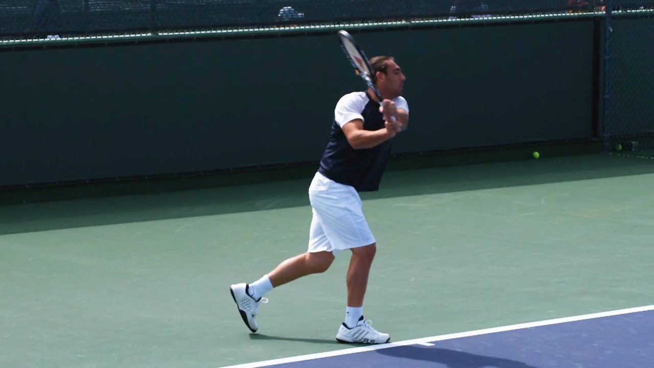 lessons review แปลว่า Marcos Baghdatis hitting forehands and backhands -- Indian Wells Pt. 04