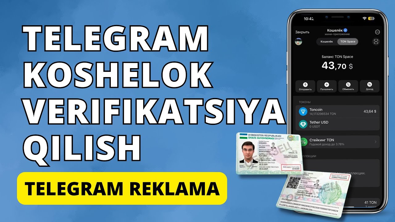 TELEGRAM KOSHELOK VERIFIKATSIYA 5 MINUTDA