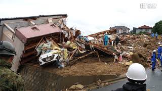 西日本豪雨被害　土砂崩れが住宅地を襲う　広島・熊野町