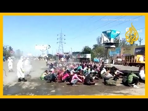 🇮🇳 الهند.. تعقيم العمال بمادة مبيضة بدلا من تعقيم الحافلات
