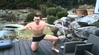 Guy Jumps On A Frozen Pool