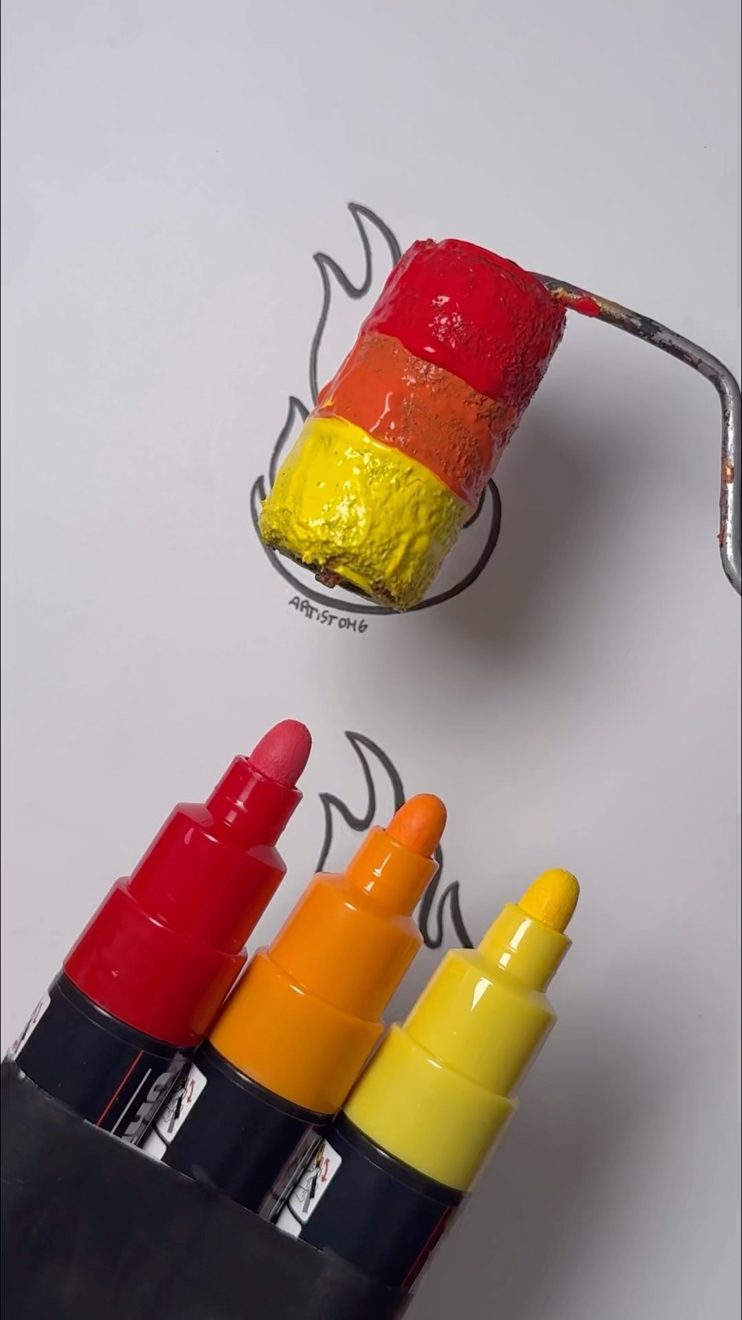 Flame with Acrylics vs Paint Markers! ? || What’s your Fav? ? #easyart