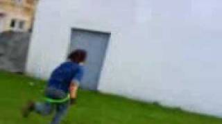Luke backflipping off a wall