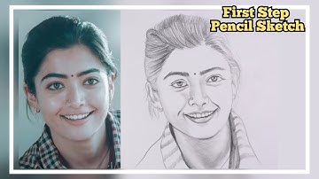 how to draw a beautiful girl realistic face / Rashmika mandanna drawing step by step easy