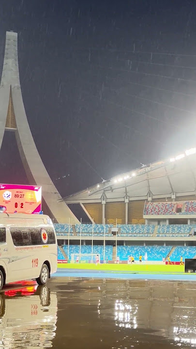 Rain falling during AFC Match, SP Falcons FC vs Manila Digger FC at Morodok Techo National Stadium