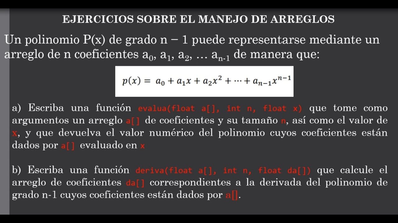 Arreglos unidimensionales Polinomios en C++ [1/2] YouTube