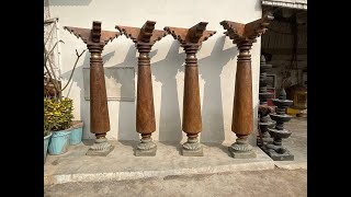 Antique Satin Chettinad Wood Pillar, wooden Kerala Style Pillar Columns #pillars #columns #interior