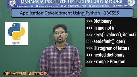 Dictionary in  Python | Vth Sem | CSE | 18CS55 PYTHON | Module 2 | Session 04