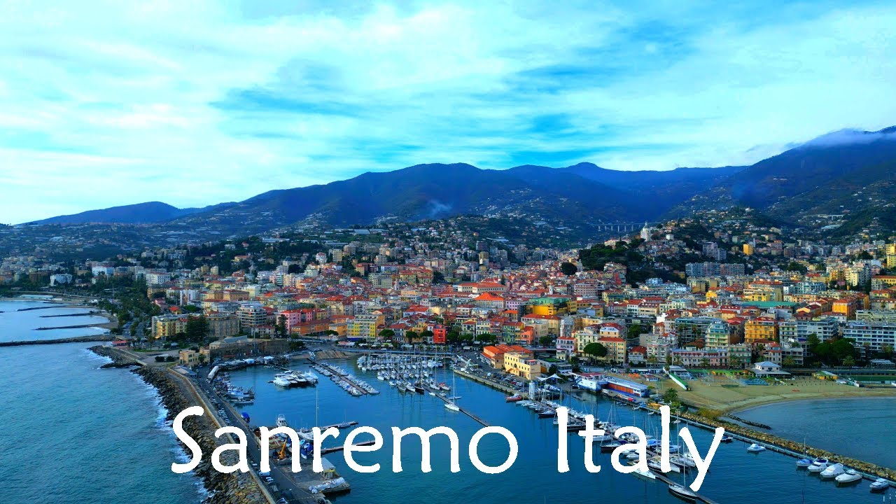 Flying Over Sanremo Musical Capital of Italy 4K - Fly Nature Relaxing Music Beautiful Mediterranean