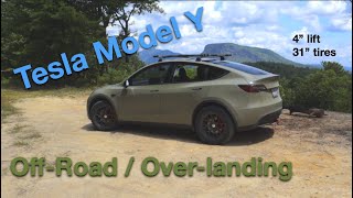 Tesla Model Y Off Road / Over landing Build testing -- 4 inch lift