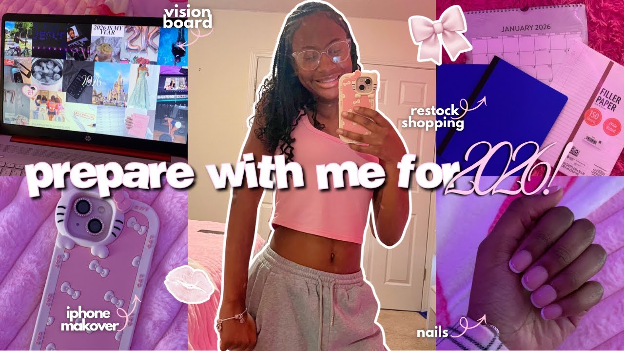PREPARE WITH ME FOR 2026 ♡ | vision board, restock shopping, cleaning , iphone makover , nails