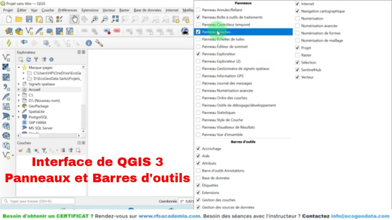 Présentation des panneaux et barres d'outils QGIS 3 - Guide complet de QGIS 3 pour débutants Part.2