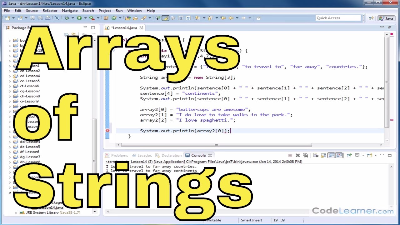 Java Tutorial - 14 - Arrays Of Strings