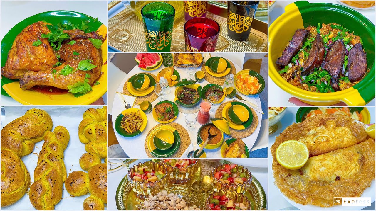 طاولة رمضان لليوم الثاني 2 🌙⭐️🇹🇳 دجاج محمر كفتاجي بالكبدة بريك خبز فاوح مبسس سلاطة غلة عصير فريز