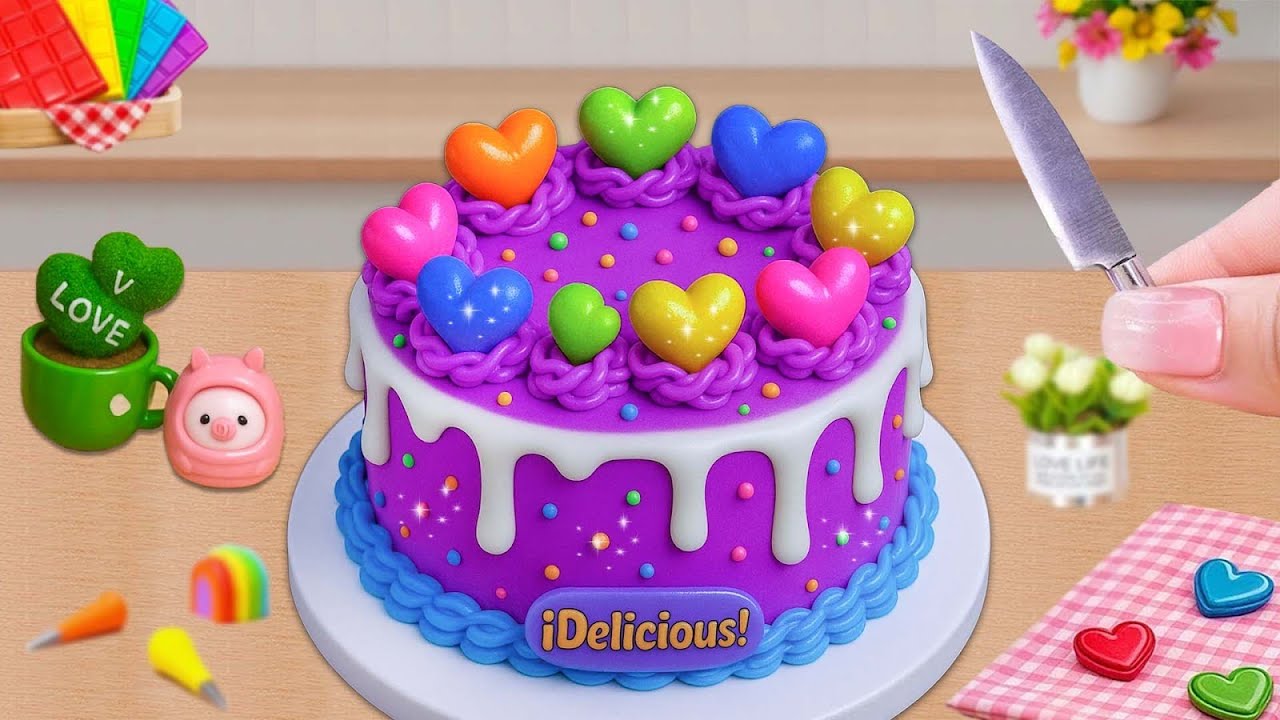 Dulzura Morada 💜🎂 Cremosa, Colorida y Perfecta para Celebrar 🎊🌟 Mini Cake Rainbow
