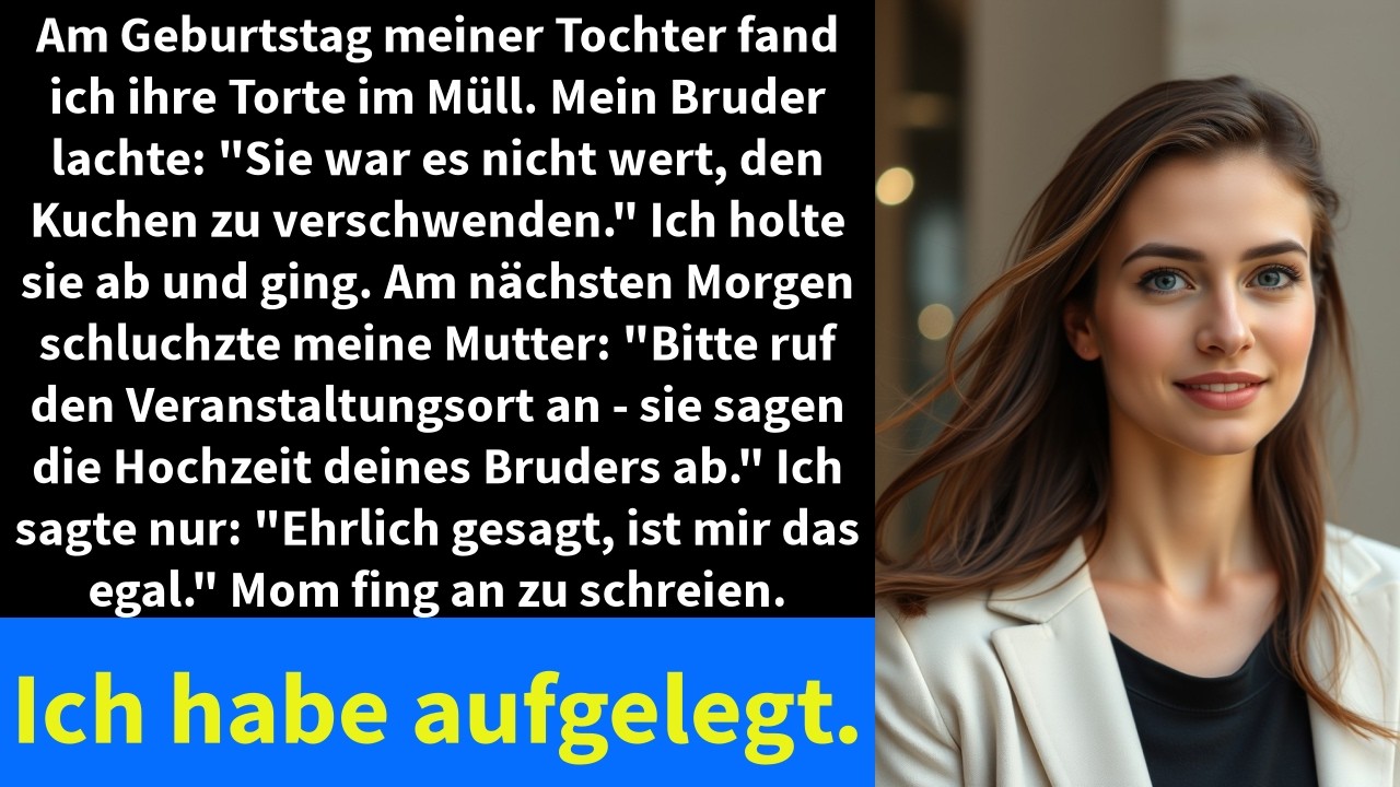 Am Geburtstag meiner Tochter fand ich ihre Torte im Müll. Mein Bruder lachte: "Sie war es nicht wert