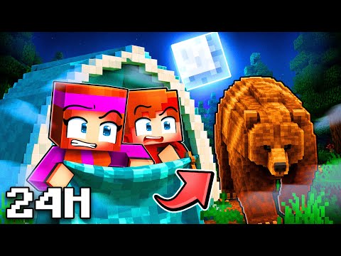 24 Hours in a Tent in Minecraft!
