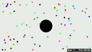 Simulation: 300 Balls vs 1 Growing Black Hole