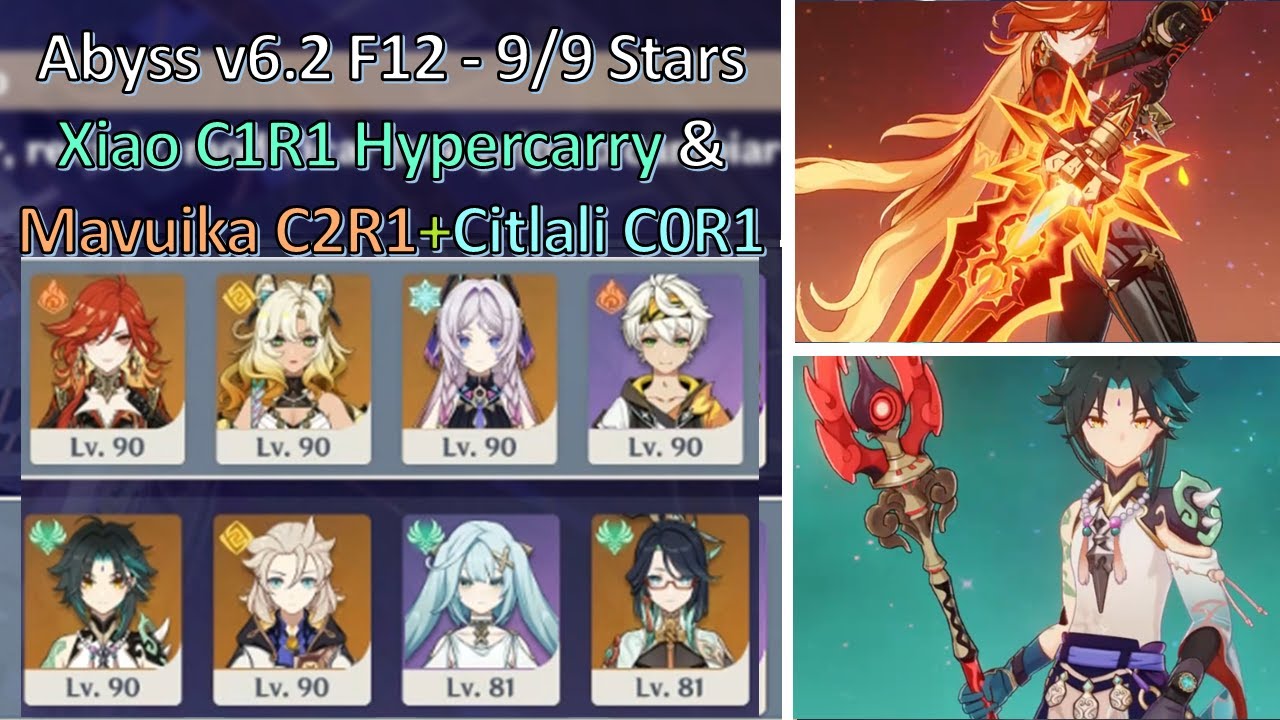 Abismo v6.2 Piso 12 9/9 Mavuika C2R1+Citlali C0R1 & Xiao C1R1 Hypercarry