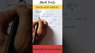 Challenge 2 seconds solved||Surds and indices|| #shortsfeed #maths#mathstricks #shortvideo