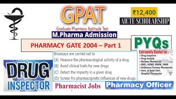GPAT 2004 Pharmacy Gate 2004 Part 1 - Previous Year Question Paper with Answer Key MCQs I 1998-2022