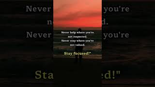 Focus On Respect Know Your Worth