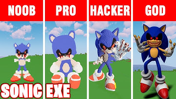 Minecraft battle: Noob vs Pro vs Hacker vs God: Building Sonic.exe in Minecraft