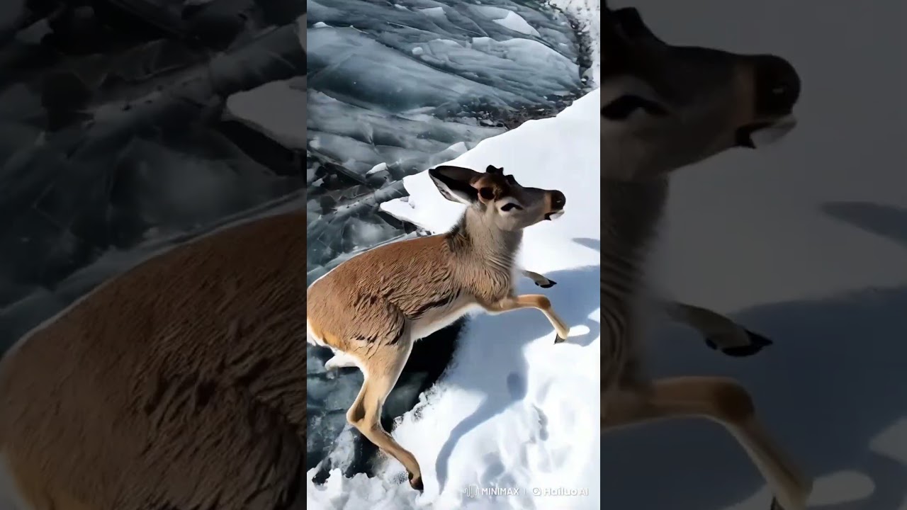 Deer Gone Wild on the Ice! 🤪🦌❄️ 