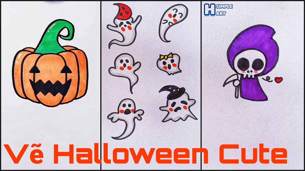 Vẽ Halloween Cute | Vẽ Tranh Halloween Dễ Thương - Youtube