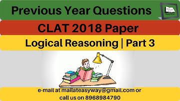 #CLAT_2020 | Previous Year Questions | #Logical_Reasoning | #CLAT_2018 Paper | Part 3