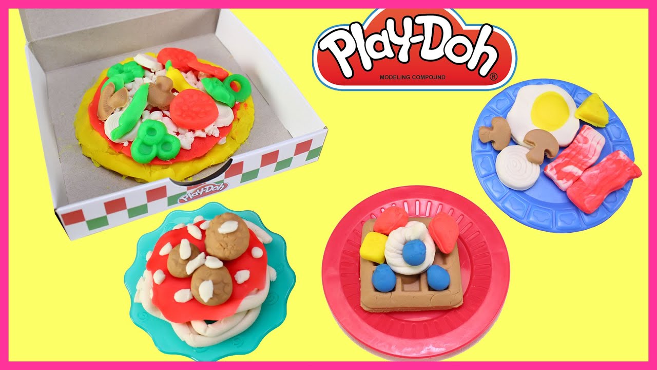 How to Make Play Doh Pizza. Dolls Food. Play Doh Videos 