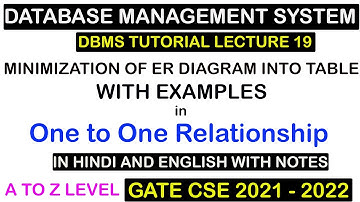 Minimization of ER diagram into table with examples | one to one relationship | DBMS Lecture 19
