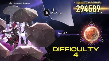 Kafka E0 Simulated Universe 7 Difficulty 4 - Honkai Star Rail