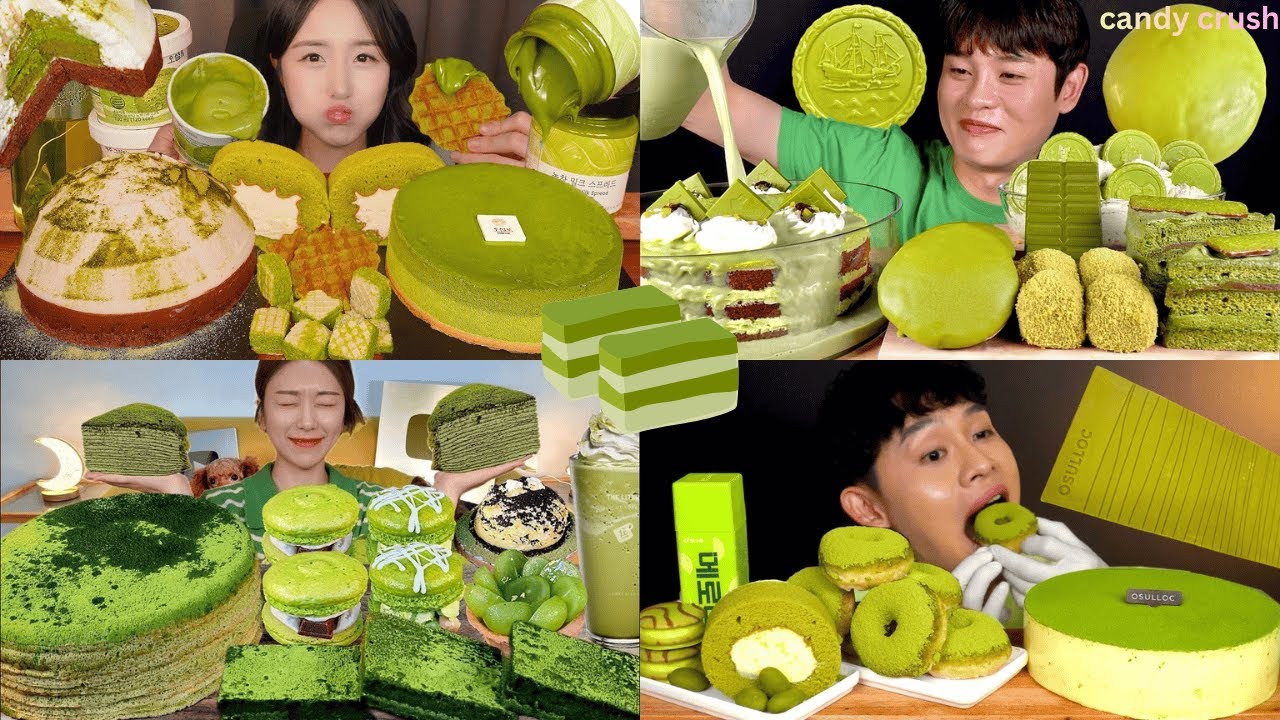💚 EATING MATCHA DESSERTS AT 3X SPEED! 🍵 Big Bite ASMR Mukbang Compilation 😍 SO SATISFYING