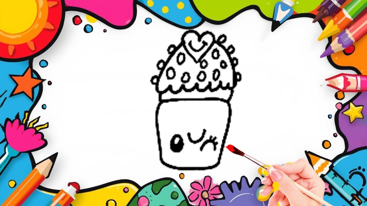 How To Draw cute Cupcakes Drawing, Painting & Coloring For Kids and Toddlers_🌈🎨 🐋