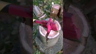 🪓Power of the Quad-Blade Axe! 🌲 Slo-mo Wood-chopping #crazy #experiment #axe #wood