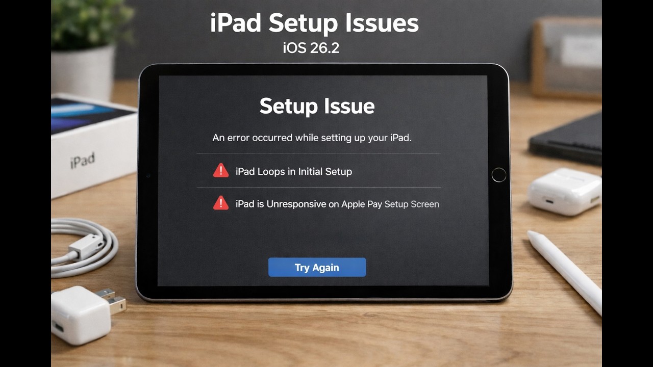 iPad errors in initial iPad setup running 26.2 - YouTube