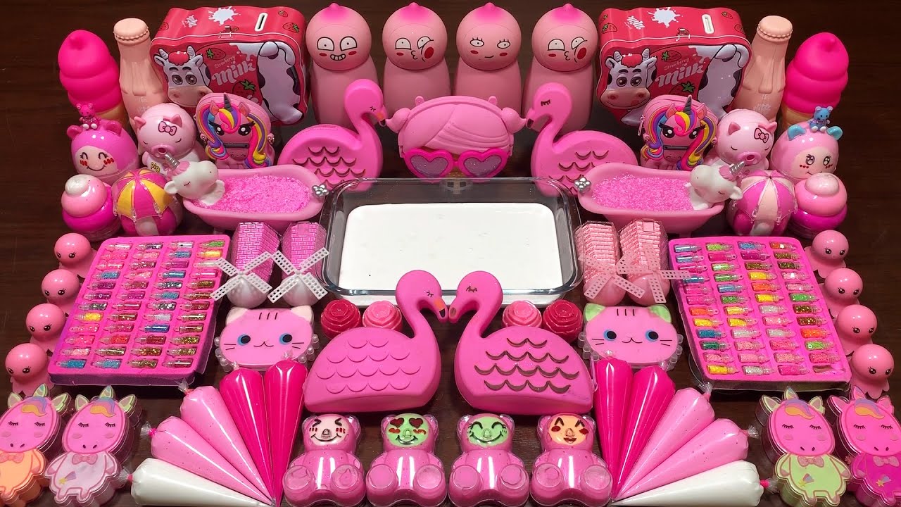 SPECIAL PINK FLAMINGO - Mixing Random Things Into Glossy Slime ! Satisfying Slime Videos #1258