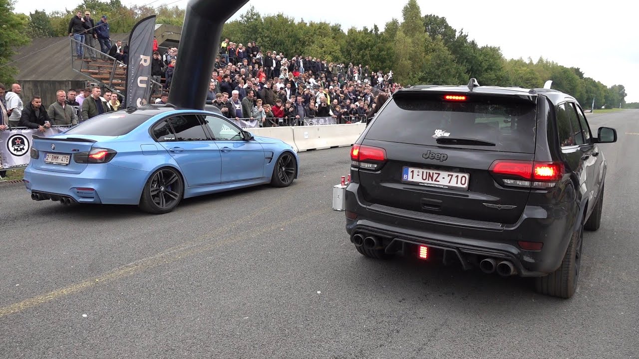 BMW M3 F80 vs Jeep Cherokee Trackhawk - YouTube
