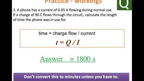 GCSE Physics Equation Charge FLow, Current and Time