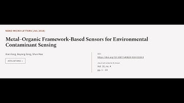 Metal–Organic Framework-Based Sensors for Environmental Contaminant Sensing | RTCL.TV
