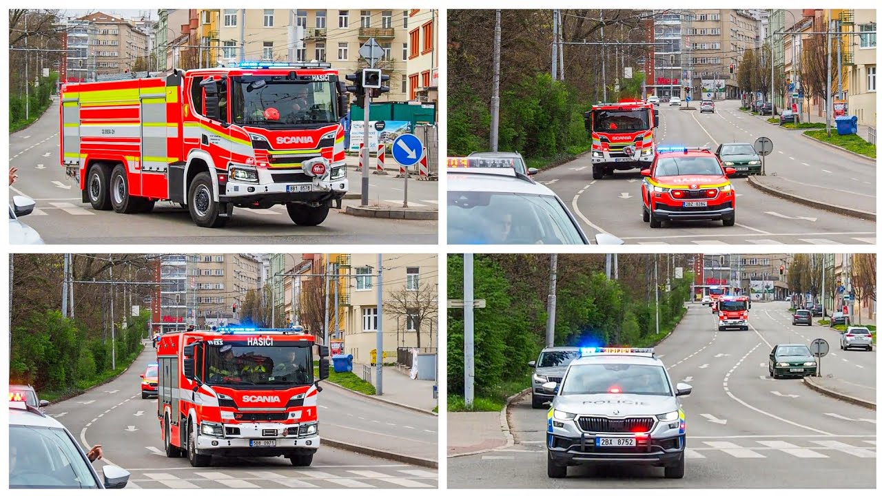 Výjezd hasičů Brno Lidická/ Brno fire brigade responding (30.3.2024)