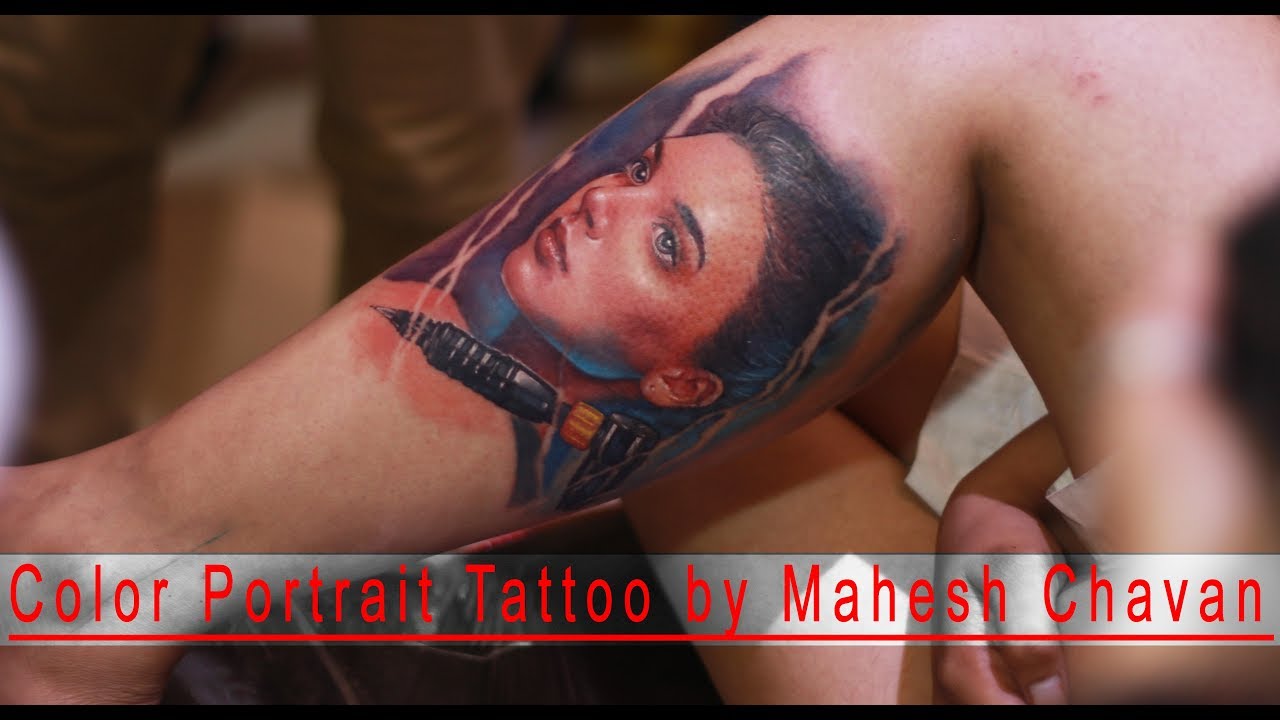 Color realistic portrait tattoo