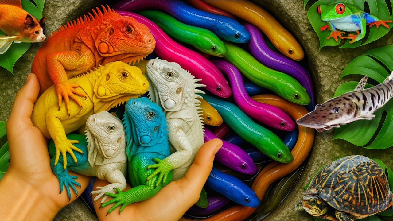 Catch beautiful aquarium fish in small pond: baby turtles, Iguana, Oscar fish, catfish, Frogs, Nemo